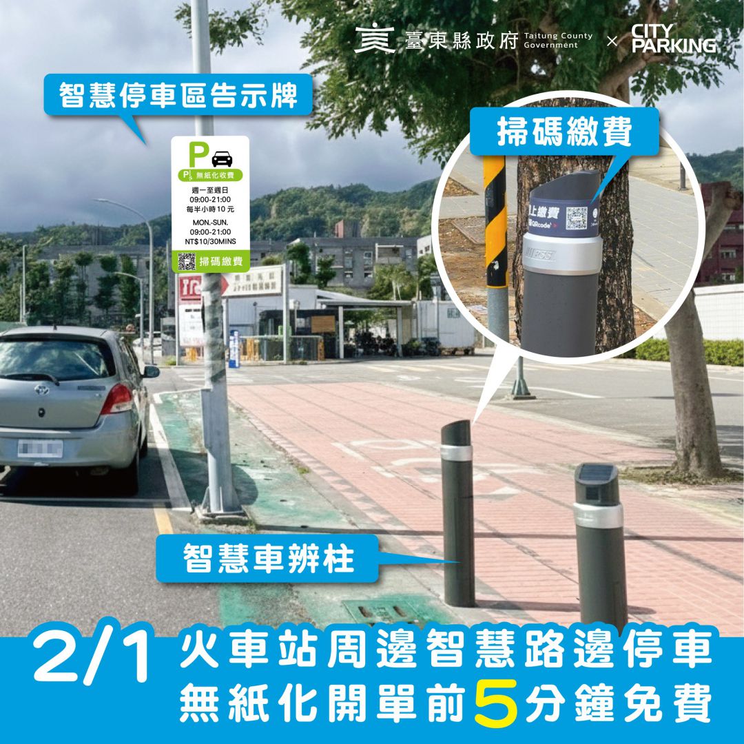 臺東停車邁入新時代  2/1起火車站周邊試辦智慧開單缩略图