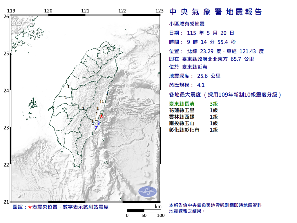 臺東近海3分鐘兩震 國家警報響起插图1 臺東近海3分鐘兩震 國家警報響起插图1