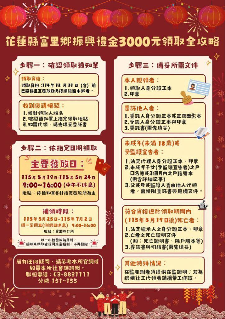 振興禮金領了嗎？   富里鄉3000元禮金7月2日截止 請鄉親把握最後期限!插图