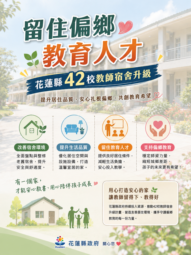 留住偏鄉教育人才   42校教師宿舍升級計畫   花蓮縣獲核定逾8,200萬元缩略图