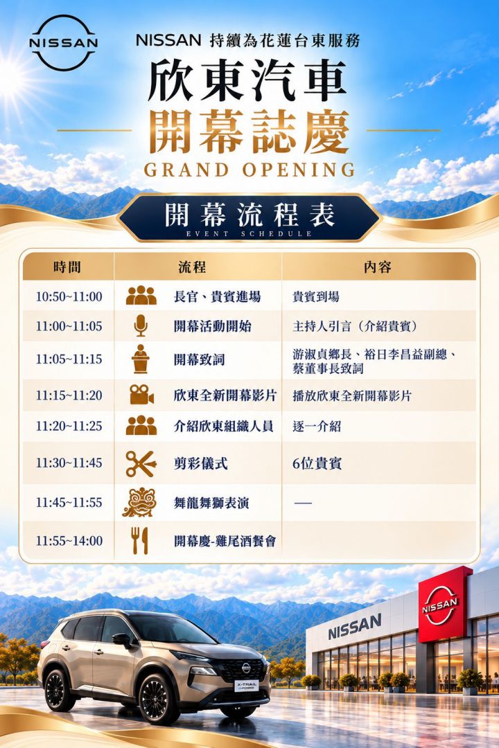 NISSAN深耕花蓮台東 以專業團隊與貼心服務陪伴車主    欣東汽車10月17日全新開幕缩略图
