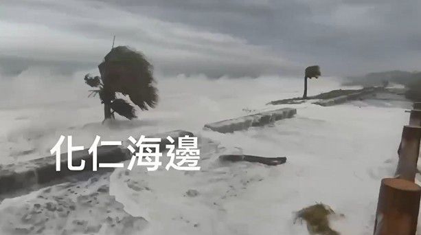 薔琵巨浪挾漂流木沖過化仁海堤 邱美雲呼籲民眾勿靠近缩略图